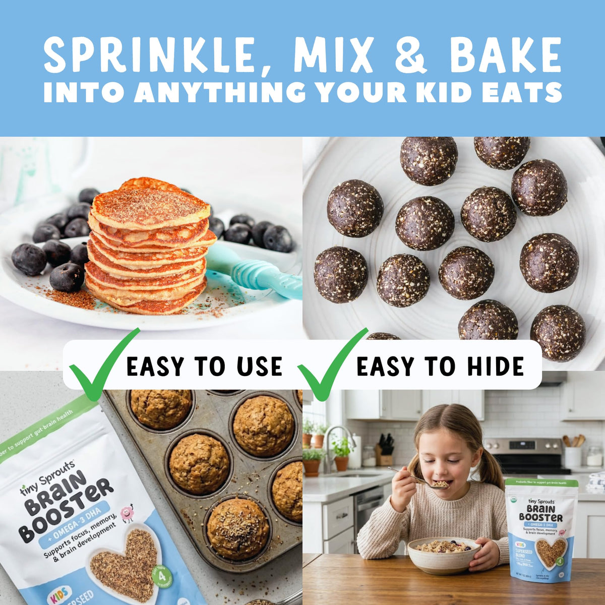 Tiny Sprouts gluten-free organic label on packaging highlights purity