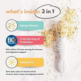 Tiny Sprouts probiotic + vitamin D3 bottle highlights gut-friendly probiotic support.