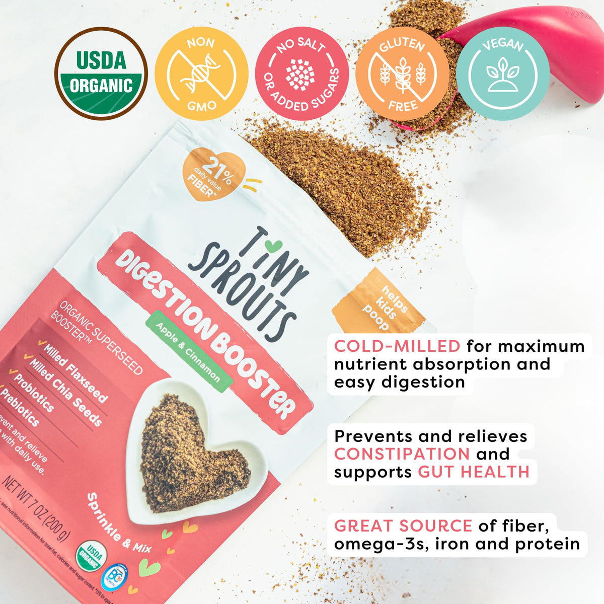 Tiny Sprouts serving idea with yogurt demonstrates easy daily mixing