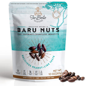 Tio Berto Baru Nuts roasted in a 10oz bag; crispy texture and high protein snack.
