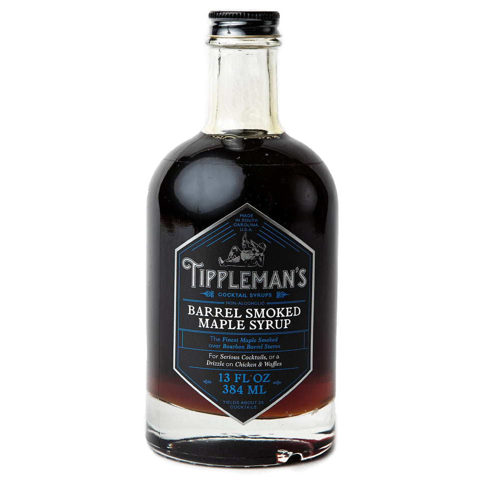Tippleman's Barrel Smoked Maple Syrup bottle with smoky maple notes for cocktails