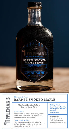 Tippleman's maple syrup being poured for cocktails and desserts