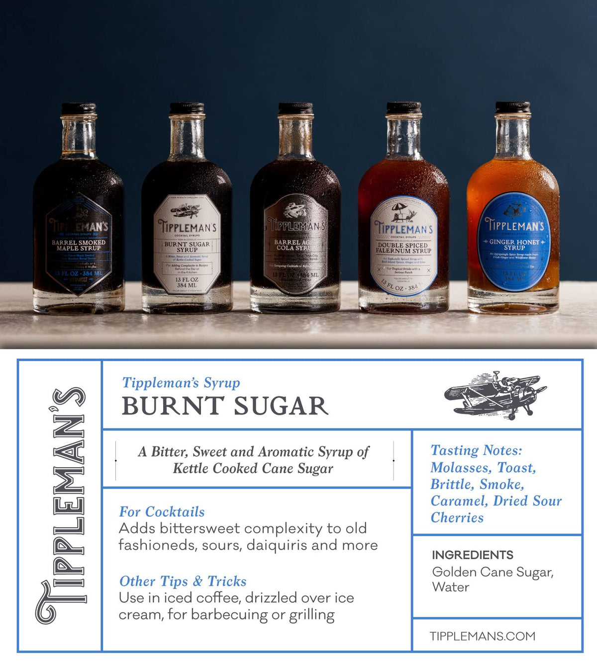 Tippleman's Burnt Sugar Syrup being poured for a balanced, aromatic cocktail.