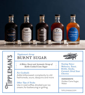 Tippleman's Burnt Sugar Syrup being poured for a balanced, aromatic cocktail.
