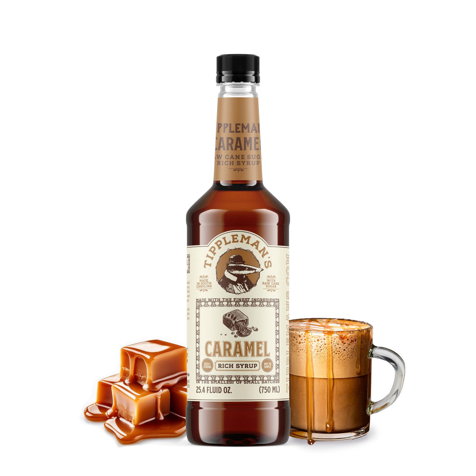 Tippleman's Caramel Coffee Syrup bottle front for daily drinks