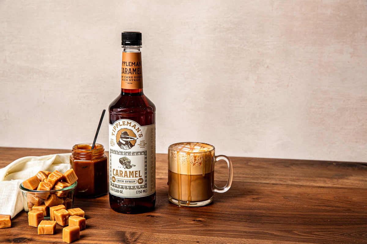 Tippleman's Caramel Syrup cappuccino shot for cafe-style drinks
