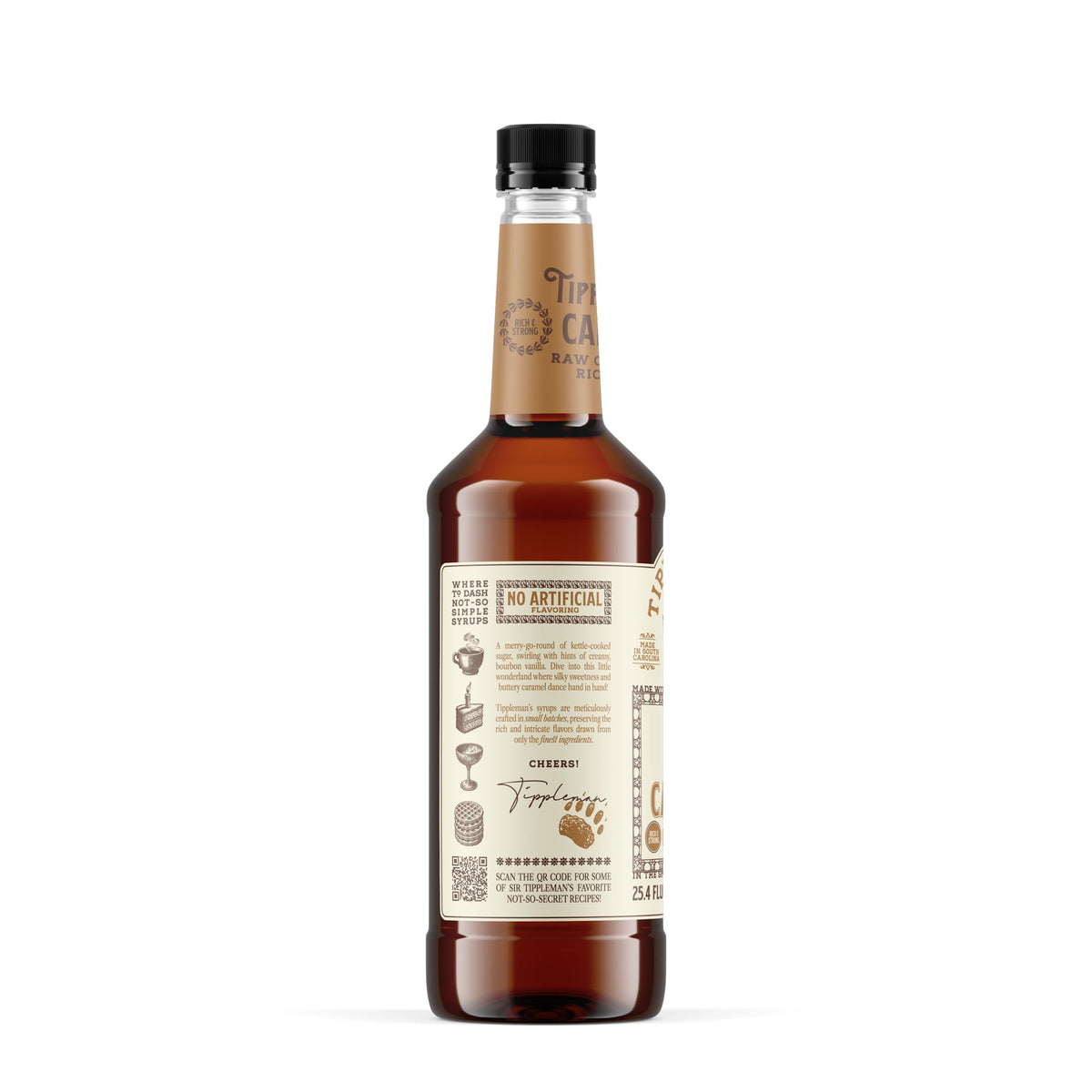 Tippleman's Caramel Syrup vanilla hints complement tea and chai beverages