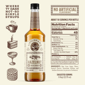 Tippleman's Hazelnut Syrup pump-friendly bottle for cafe or home use.