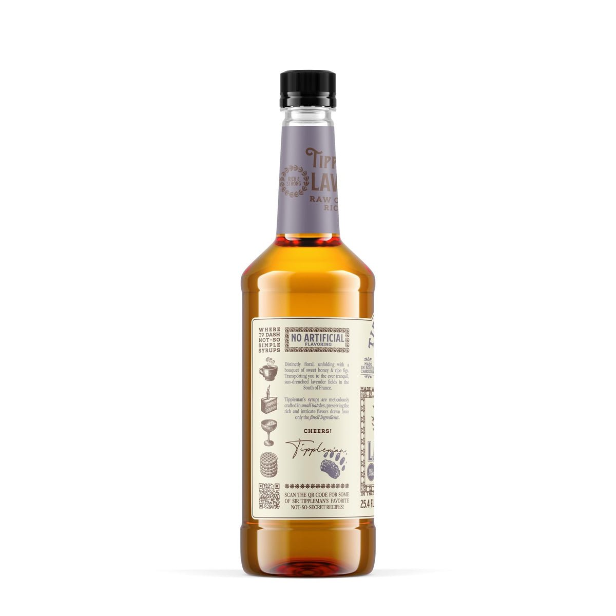 Tippleman's Lavender Syrup near desserts, highlighting baking possibilities.