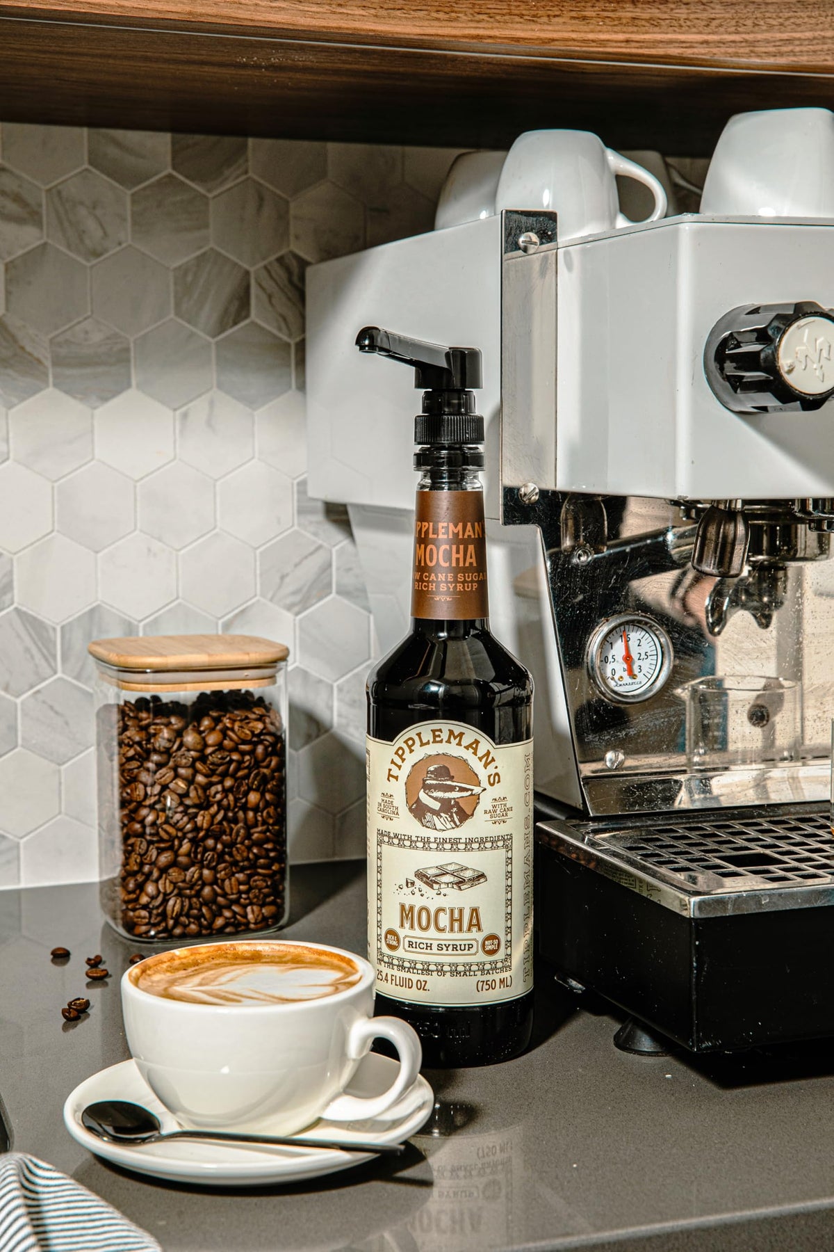 Tippleman's Mocha Syrup over iced coffee enhances flavor without overpowering chill