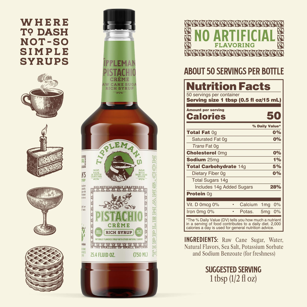 Pouring Tippleman's Pistachio Creme into coffee for a creamy twist