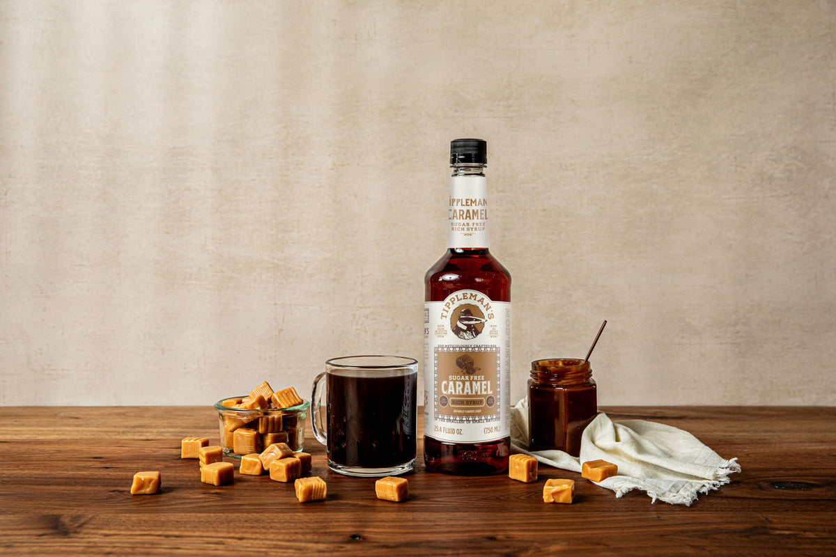 Iced coffee topped with caramel syrup for a sweet, guilt-free lift.