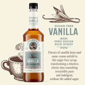 Tippleman's Sugar-Free Vanilla Syrup pour close-up showing smooth vanilla notes