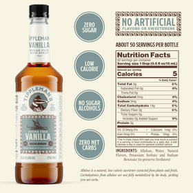 Tippleman's Sugar-Free Vanilla Syrup bottle with pump compatibility for quick sweetening