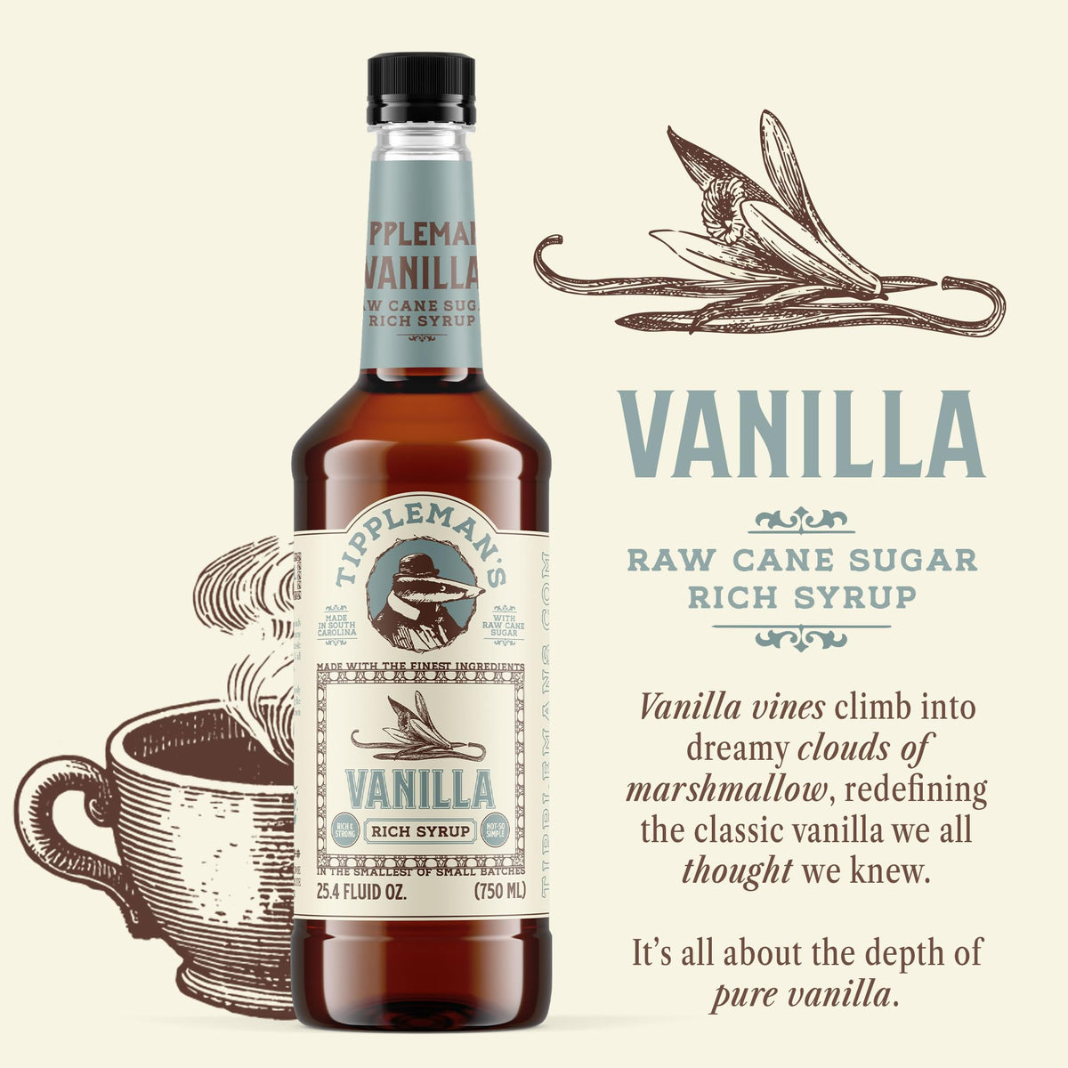 Tippleman's vanilla syrup is poured into a latte for a creamy lift.