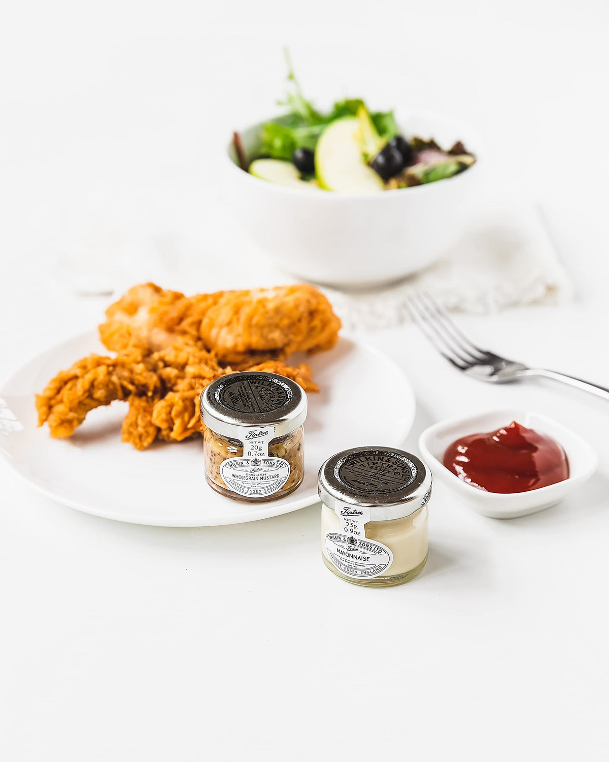 Tiptree Mustard Minis pack on display showing 72 minis for versatile condiment use.