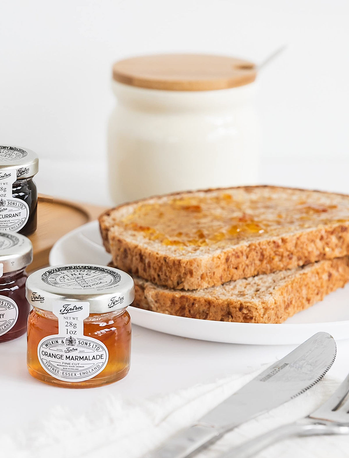 Tiptree Orange Marmalade Minis close-up showing fine peel for breakfast spread.