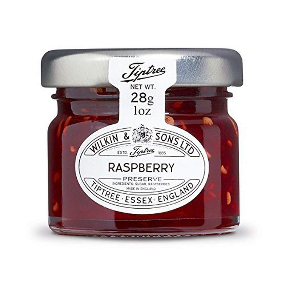 Tiptree Raspberry Preserve Minis jars on display, a quick breakfast option