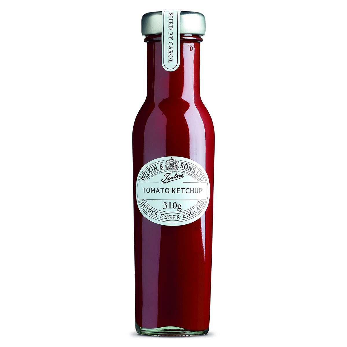 Tiptree Wilkin & Sons Tomato Sauce bottle, rich and tangy, ideal for burgers and fries.