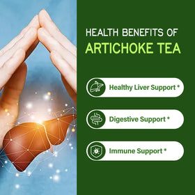 TisaFlor Artichoke Tea bags close-up—supports digestion.