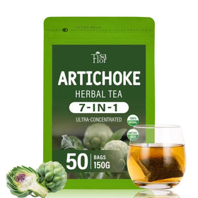 TisaFlor Artichoke Tea cup brew—possible digestive comfort.