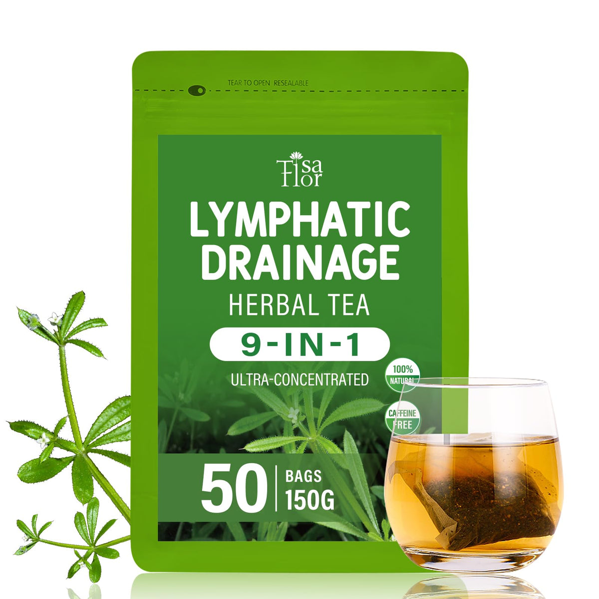 TisaFlor Cleavers tea bags packaging showing the lymph-support blend