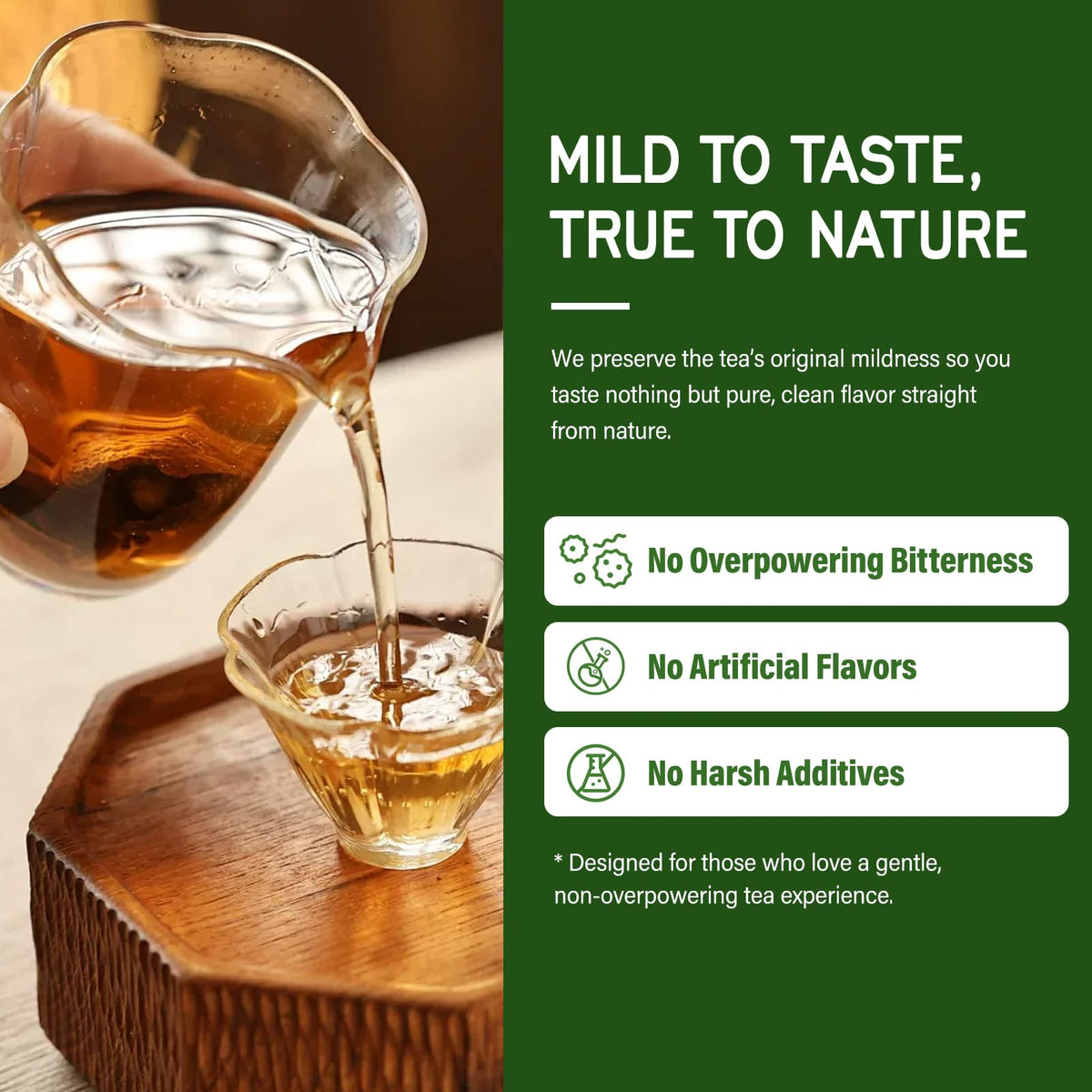 TisaFlor Tea bags close-up—fine herbal particles for flavor.