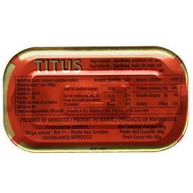 TITUS Univer Meaty Sardines nutrition label for informed snacking