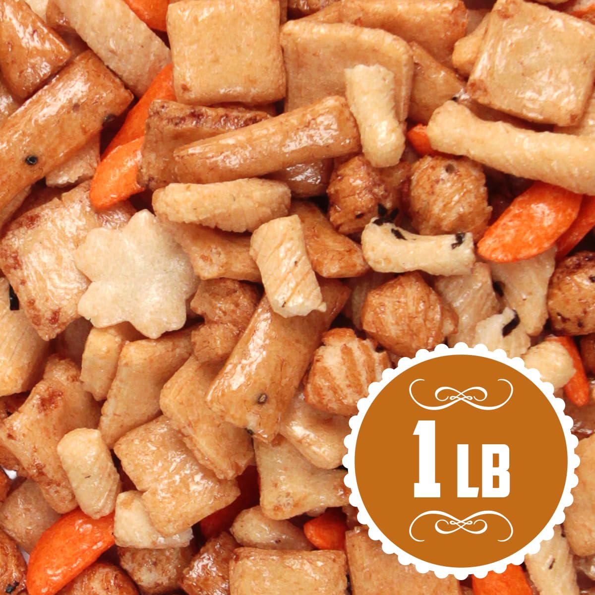 Tivozy Rice Cracker Mix variety layout, a colorful assortment ready to share at events.