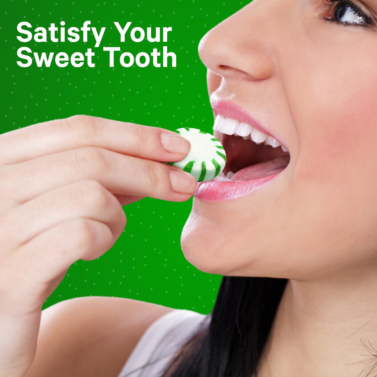 Tivozy Starlight Spearmint close-up shows vibrant green mints for a quick treat.