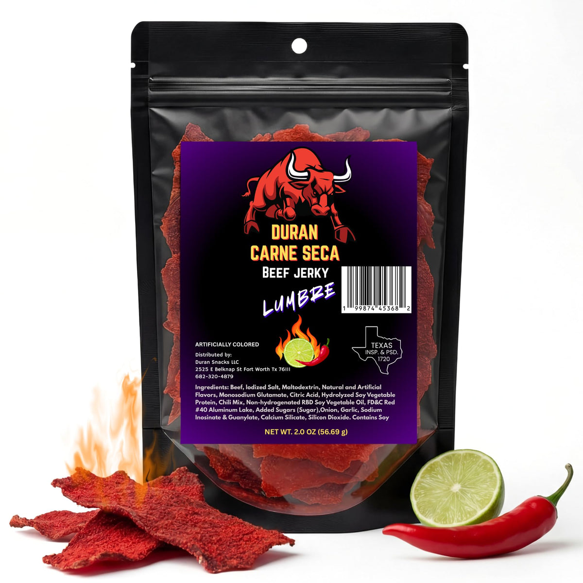 Tizon Lumbre beef jerky pack 2oz shows resealable pouch for on-the-go snacking