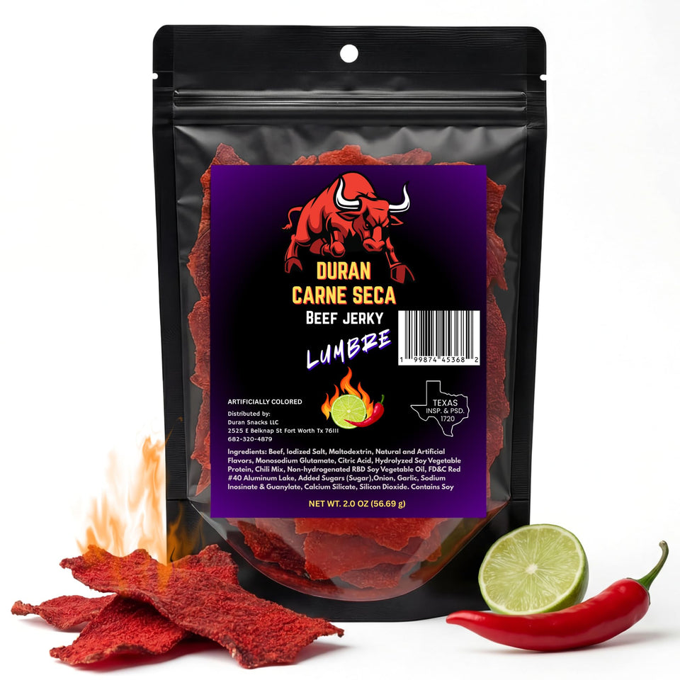 Tizon Lumbre beef jerky pack 2oz shows resealable pouch for on-the-go snacking