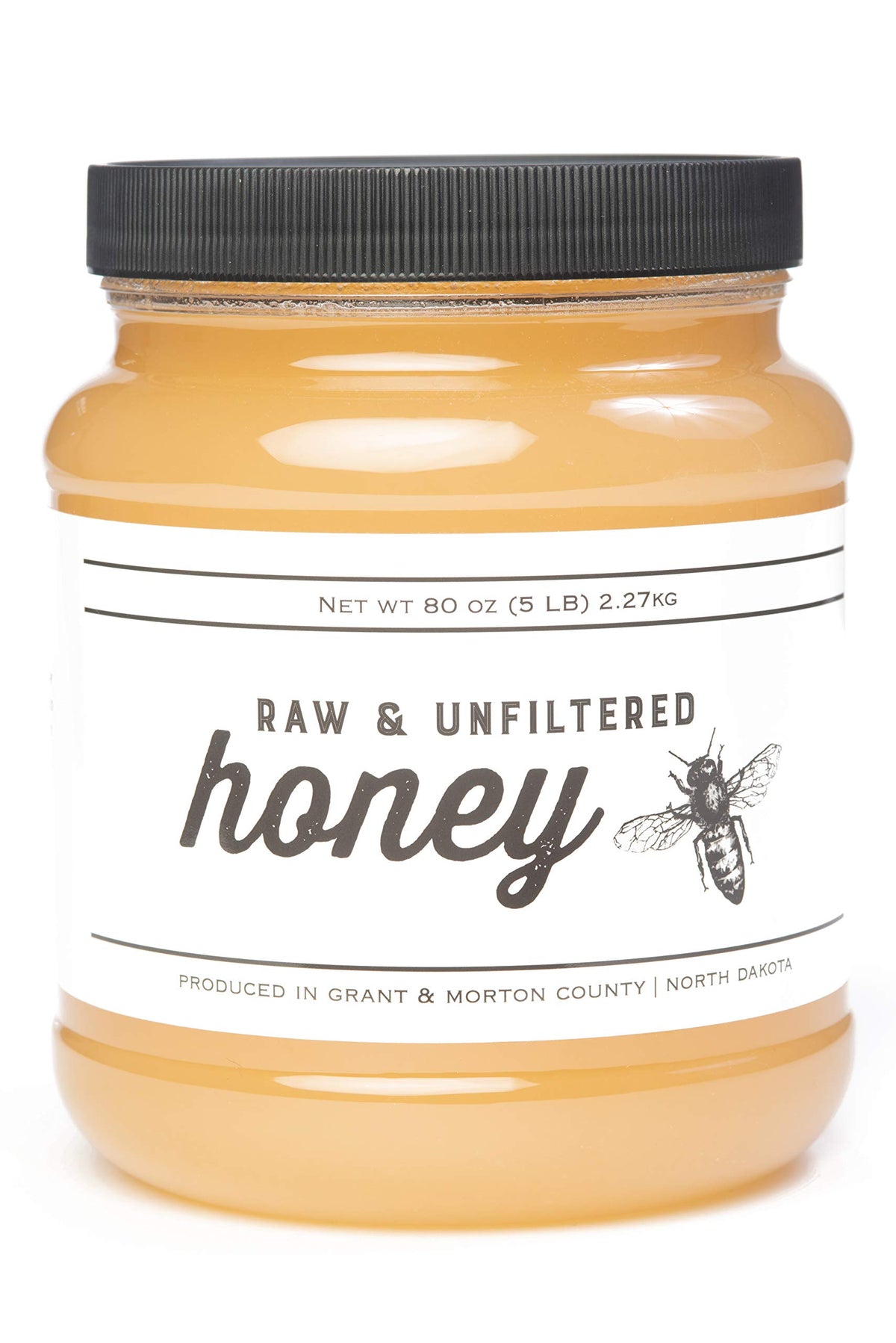 TJO Bees raw honey in a 5 lb jar for everyday cooking.