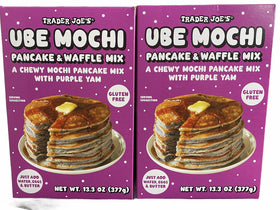 TJ's Ube Mochi Pancake & Waffle Mix pack ready for quick, fluffy breakfast