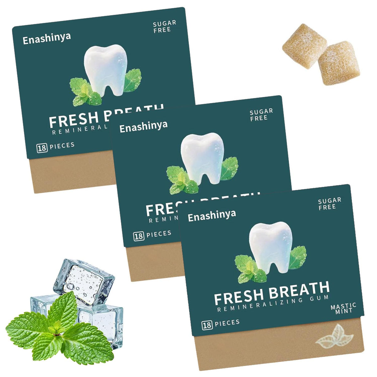 Tlizzf remineralizing gum with xylitol and hydroxyapatite nano supports enamel health.