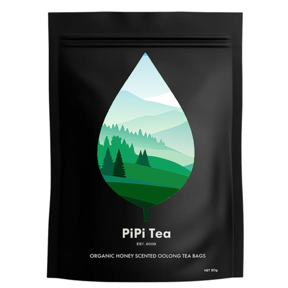 TMKTMK Pipi Oolong Tea packaging shows a 20-count box for calm.