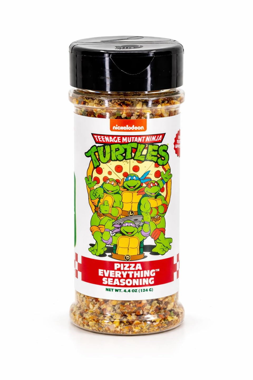 TMNT Pizza Spice bottle front with bold branding and pizza-ready flavor inspiration