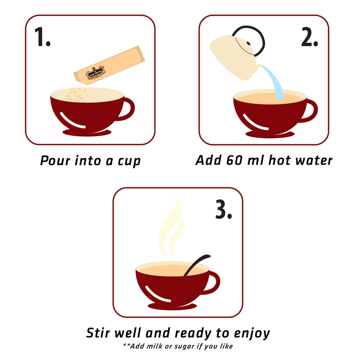 TNI King Coffee instant dissolve sticks enable fast cup preparation.