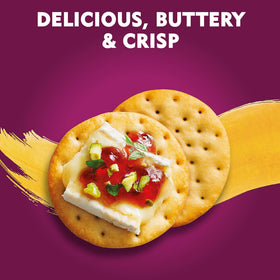 Toasteds Classic Buttercrisp crackers on a cheese board enhancing flavors