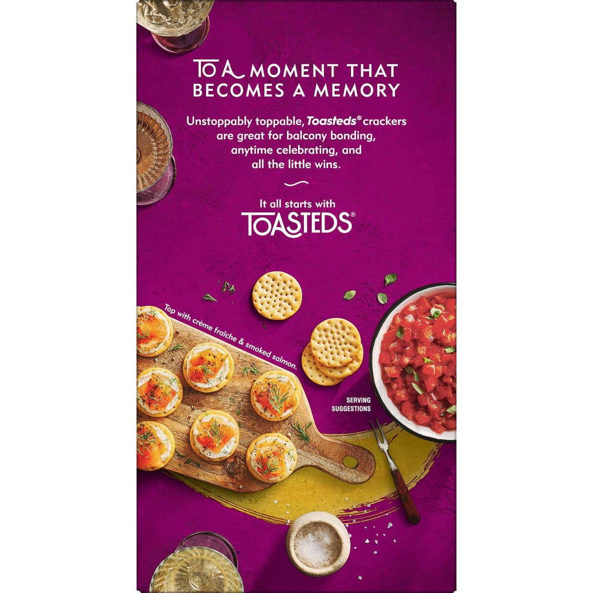 Toasteds crackers on a party platter ready for guests