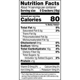 Box of Toasteds Classic Buttercrisp crackers on a pantry shelf with natural color