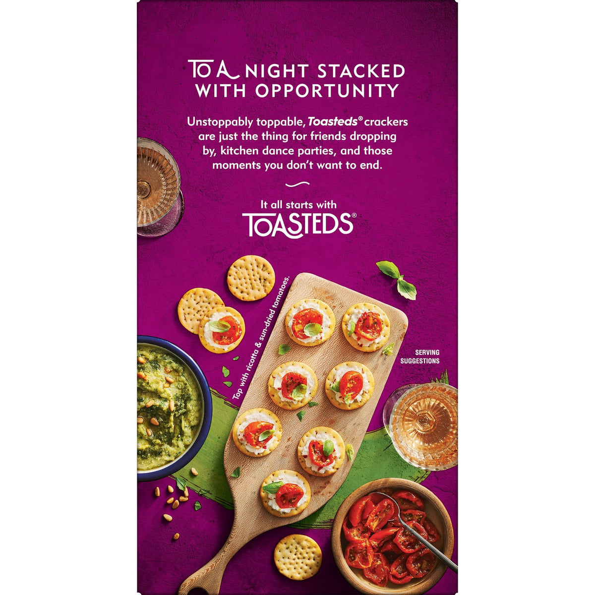 Toasteds crackers party scene elevating gatherings with light, toasty crunch.