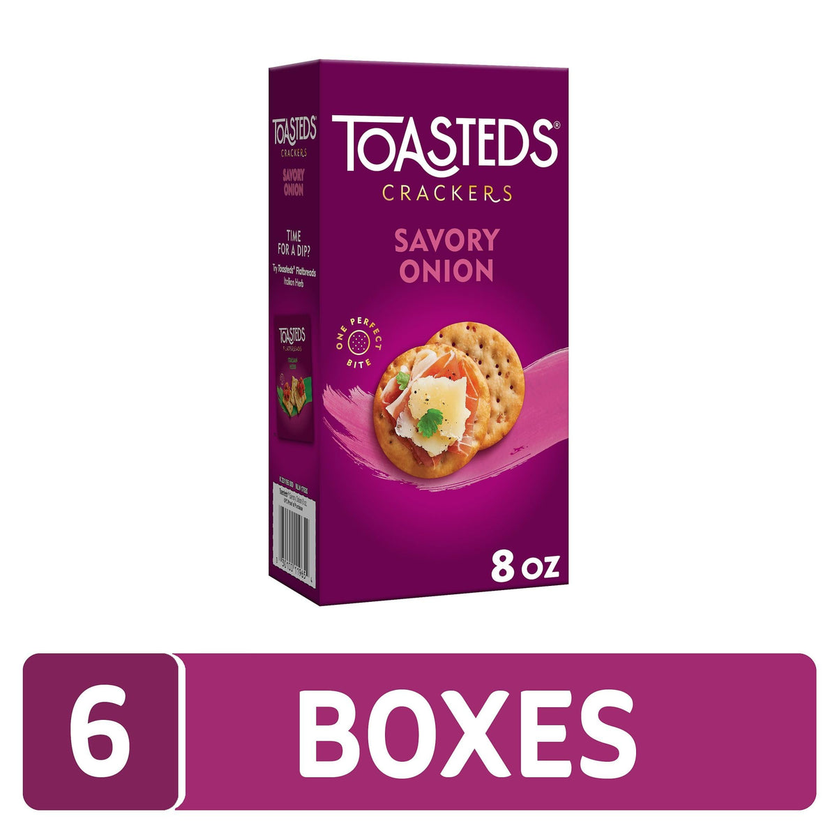 Toasteds Savory Onion crackers on a charcuterie board setup for entertaining.