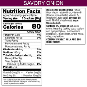 Toasteds Savory Onion crackers in a pantry scene for easy stocking.