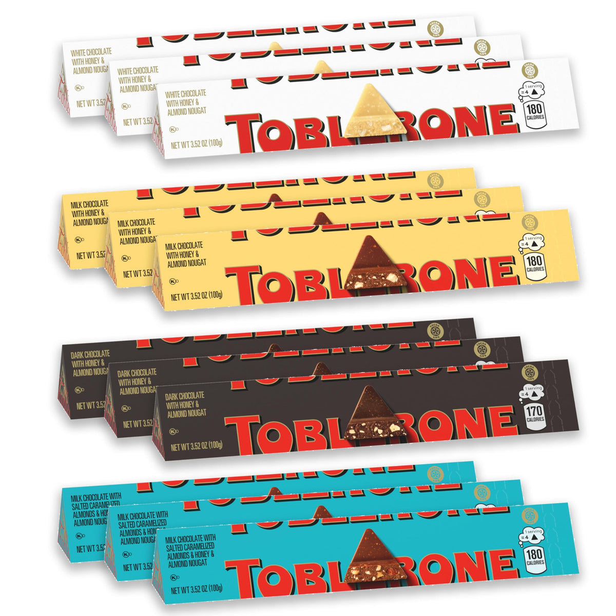 Toblerone assorted bars twelve-pack, ideal for gifting and sharing