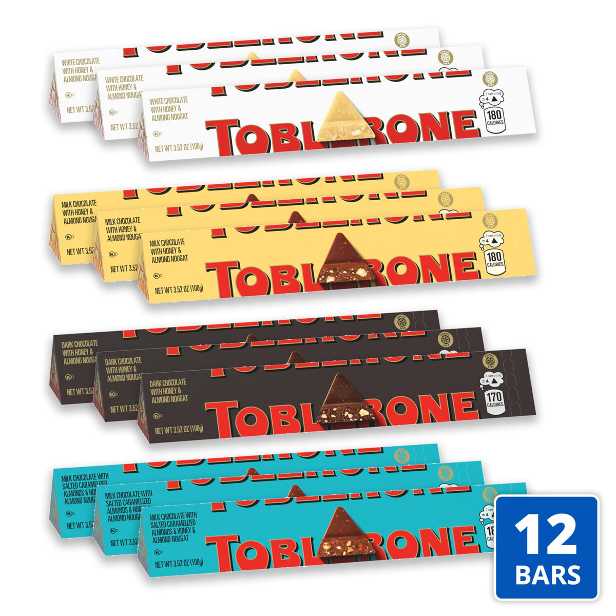 Toblerone dark chocolate bars with rich cocoa flavor