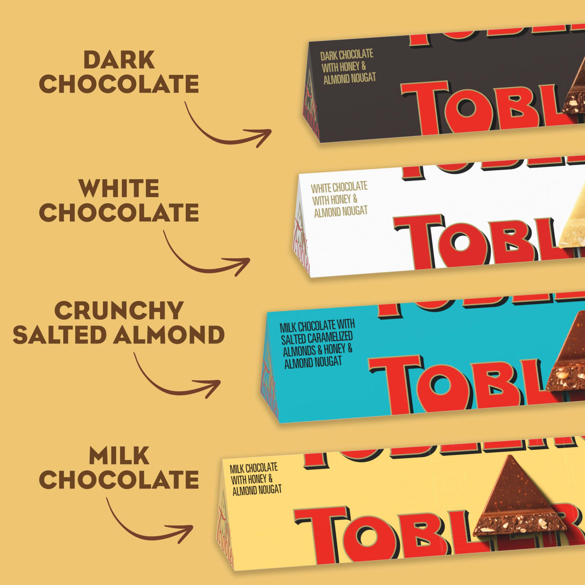 Toblerone white chocolate bars creamy sweetness for desserts