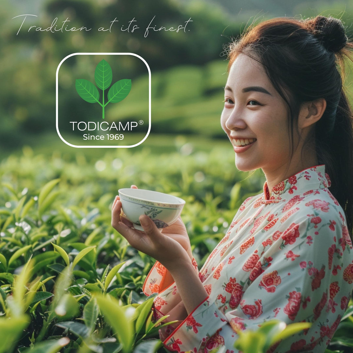 TODICAMP aroma rising from cup highlights a relaxing moment.