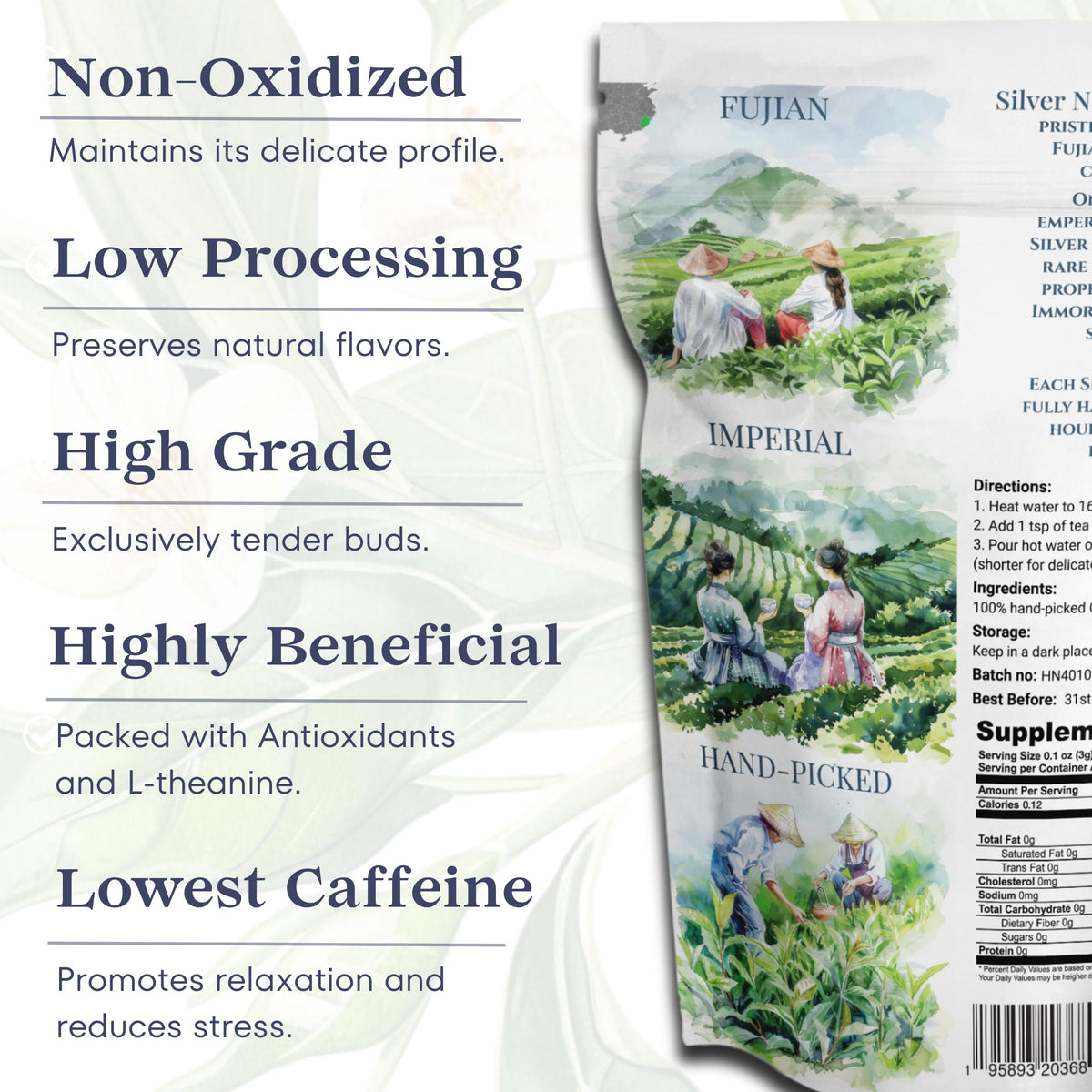 TODICAMP premium silver needle tea tin packaging signals quality and freshness.