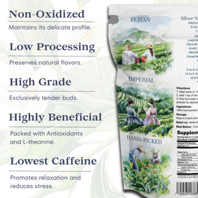 TODICAMP premium silver needle tea tin packaging signals quality and freshness.